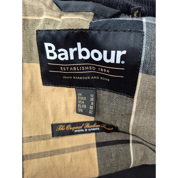 Barbour Women's Black Highclere Hooded Waxed Jacket Coat Size 8 US - Picture 3 of 5